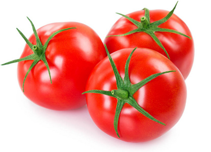 白色背景上分离的新鲜西红柿