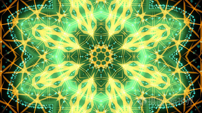 真正的绿色和黄色万花筒派对灯光背景