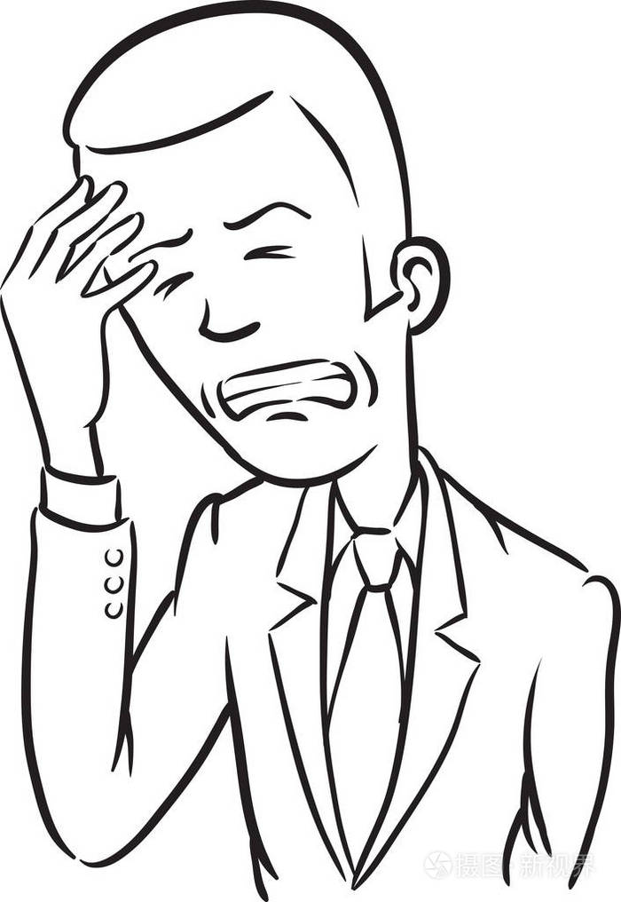 白板画漫画商人头痛