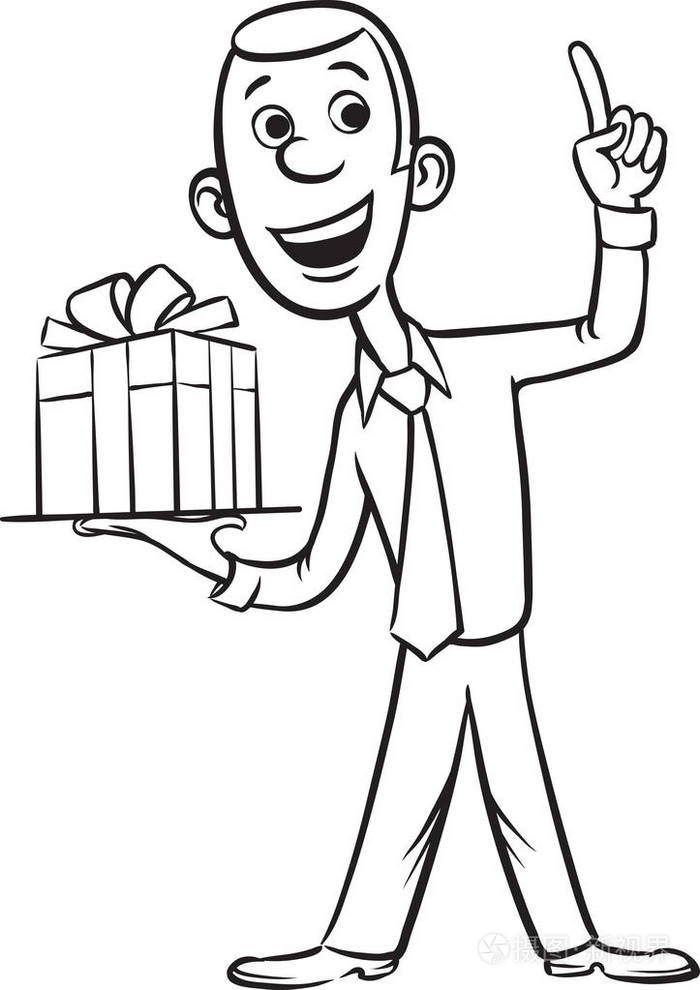 白板画商人赠送礼物和手指