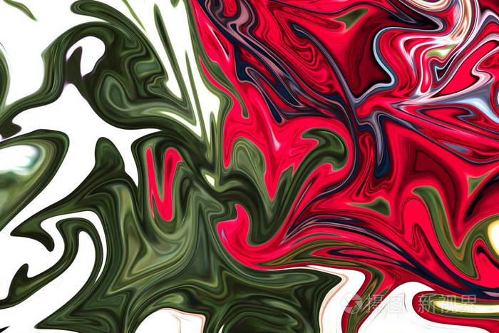 用灰,红,绿,黄,白图形色彩艺术形式提炼抽象图案. 具有液化流的数字背