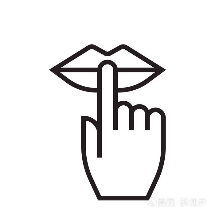 保持沉默, 安静的嘴唇和手指沉默的标志, 没有噪音矢量图标