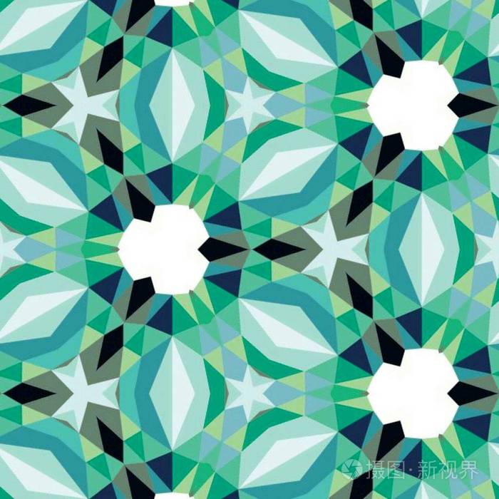 抽象的彩色几何无缝图案对称万花筒时装设计