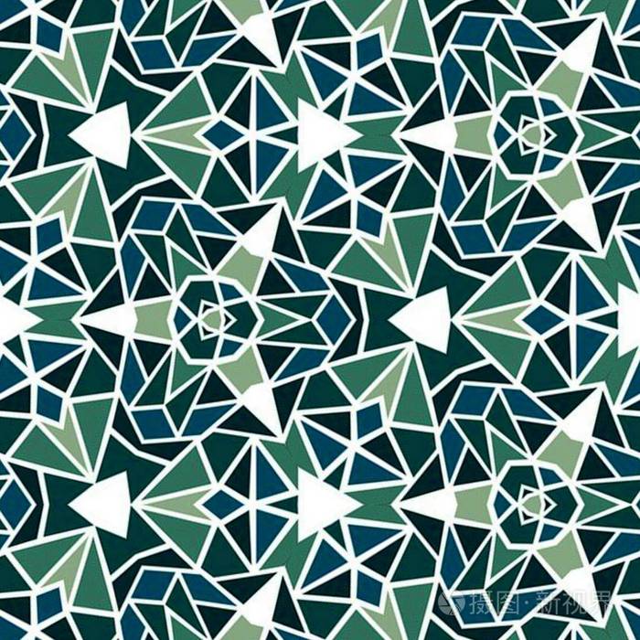 抽象的彩色几何无缝图案对称万花筒时装设计