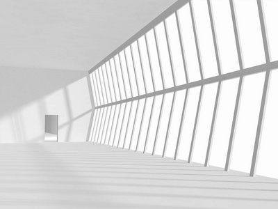 现代建筑中空荡荡的白色色调走廊