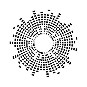 抽象均衡器音乐声波圆圈矢量图标符号。 标志设计圆形线图标圆形项目元素背景图
