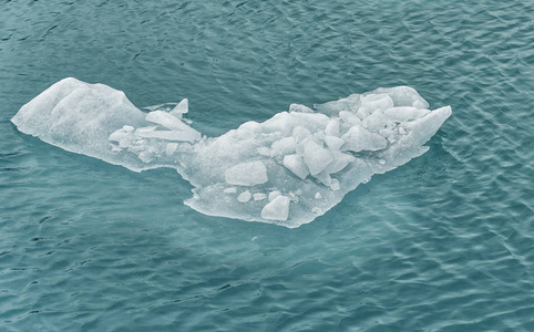 哥伦比亚湾靠近哥伦比亚冰川的一块冰片的详细视图