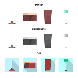 家具和公寓符号的矢量插图。网站家具和家庭股票符号的收集