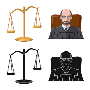 独立的法律对象和律师标志。网上法律与司法股票符号的收集