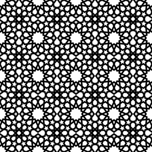 黑白阿拉伯几何无缝图案矢量背景纹理