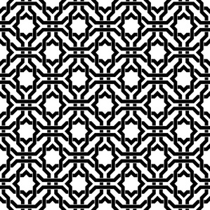 黑白阿拉伯几何无缝图案矢量背景纹理