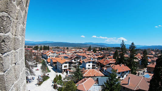 保加利亚班科镇全景，著名的滑雪中心和世界滑雪杯冬季胜地