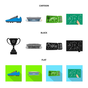 足球和齿轮符号的矢量设计。一套足球和锦标赛矢量图标股票