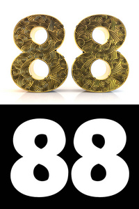 暗背景矢量插图金属数字 88,百分之八十八,白色背景上孤立