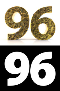 金色数字96(96年)白色背景与图案风格的zentangle,下降阴影和阿尔法