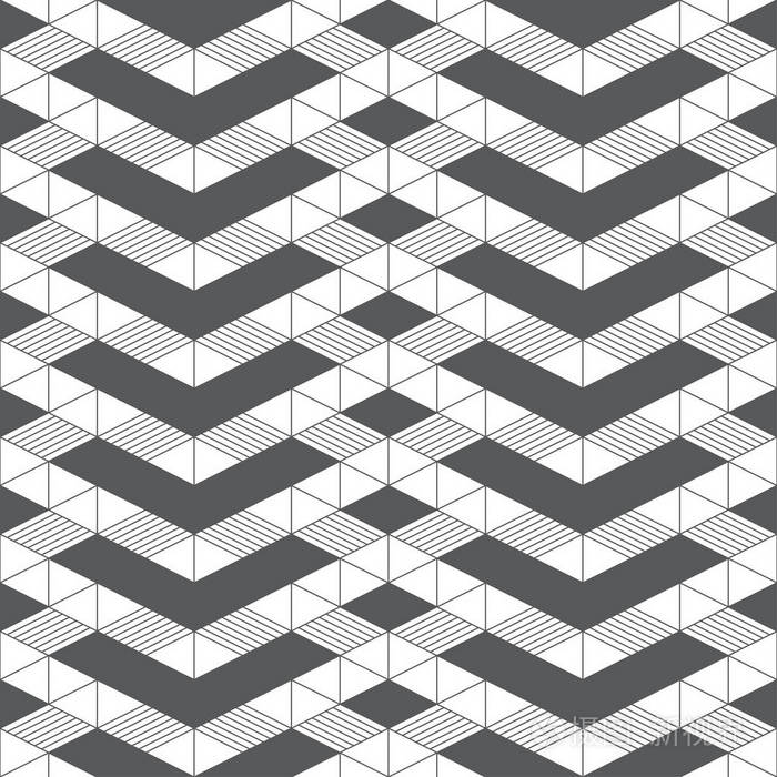 定期重复几何形状,锯齿条,条纹菱形,线性三角形.图形设计的矢量元素