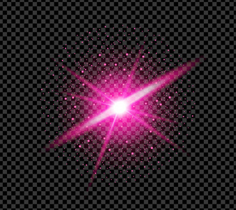 真实的紫色火花效应孤立在透明背景上。 烟花爆炸星系炽热火花的概念。 矢量插图