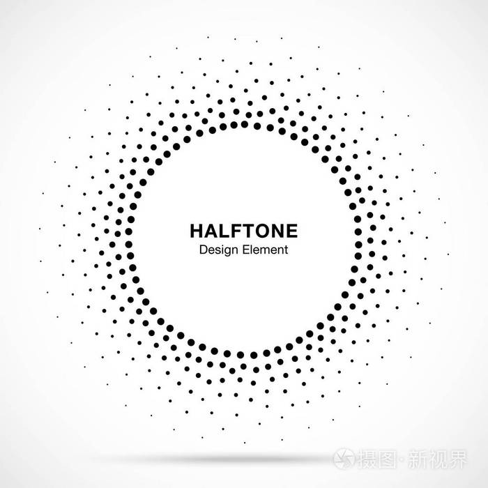 使用半色调圆点纹理的圆形边框.向量