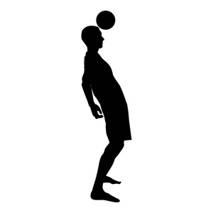足球运动员击球头部剪影头顶图标黑色矢量插图平面风格简单形象