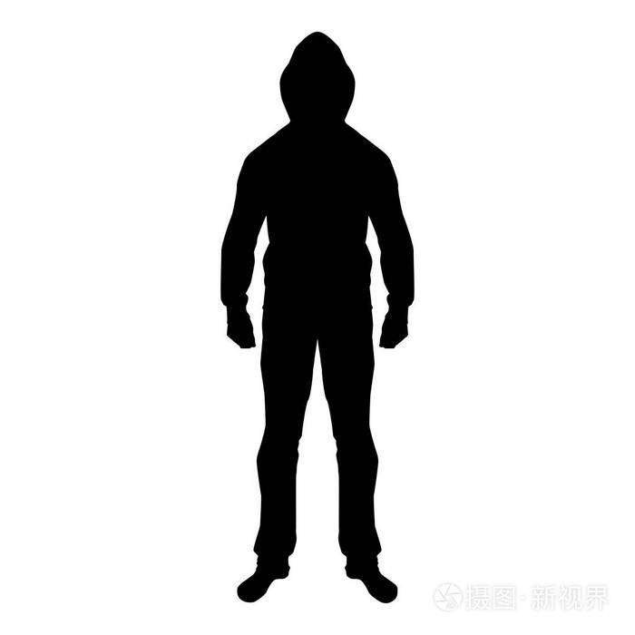 男人在引擎盖概念危险剪影正面图标黑色矢量插图平面风格简单形象