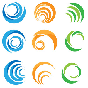 环水标志风球植物叶翅焰太阳抽象无限圆形图标符号矢量设计照片