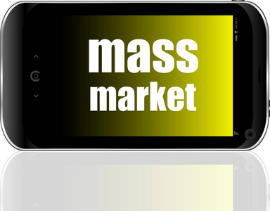大众市场文本。 商业概念。 详细的现代智能手机