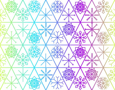 彩色雪花飘落冬季现代矢量背景。 雪花元素矢量插图五彩纸屑混沌分散冬季现代背景在时尚的颜色。