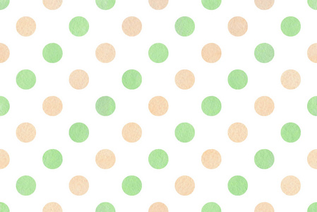 水彩薄荷绿色和米色圆点背景。 图案与点为剪贴簿，婚礼派对或婴儿淋浴邀请。