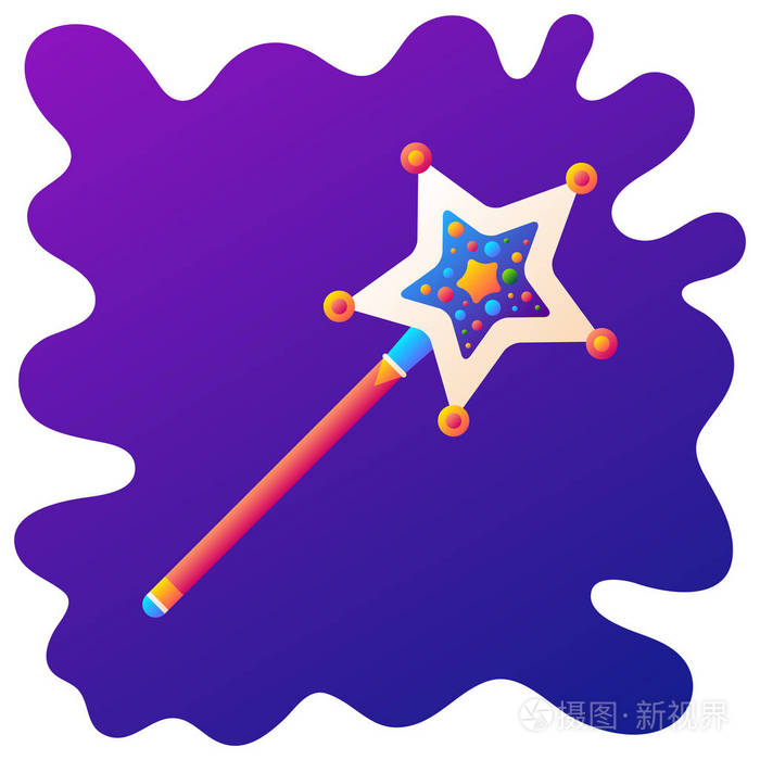 圣诞魔杖梯度平面图标与流体背景.