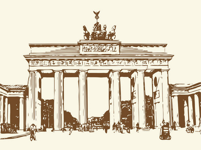 德国柏林勃兰登堡门矢量草图.照片