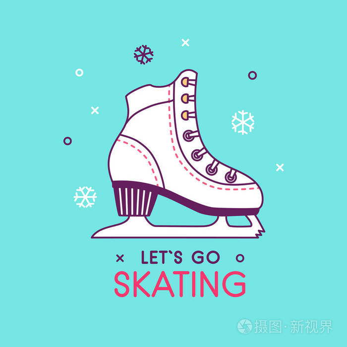 妇女冰花样滑冰冰鞋鞋子例证