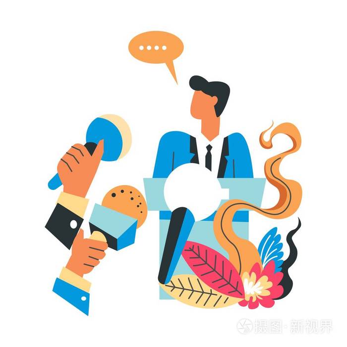 候选人回答面试官的问题,男人说出选举演讲矢量.