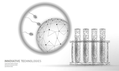 体外受精试管低聚。生殖现代科技医药保健怀孕健康经营理念。多边形精子医疗中心诞生的现代概念