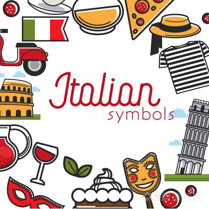 意大利观光地标和著名旅游景点海报