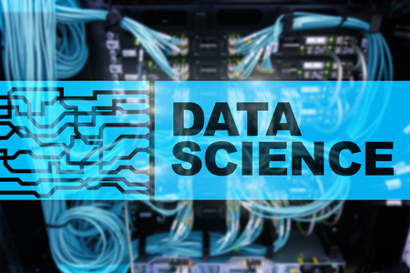 服务器机房背景下的数据科学商业互联网和技术概念。