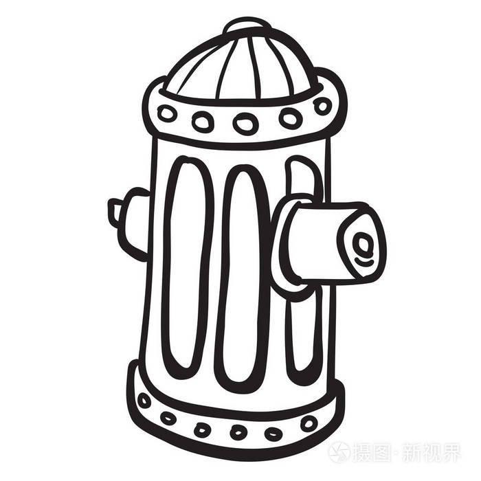 简单的黑白消防栓卡通插画-正版商用图片14lgj7-摄图新视界