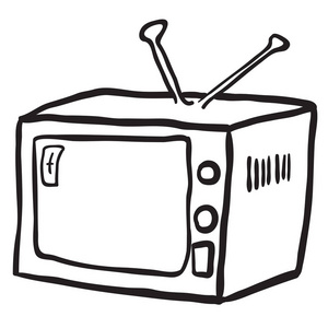 卡通电视框简单的黑白复古电视卡通照片