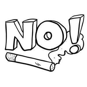 禁烟手抄报简单的黑白卡通禁烟标志照片