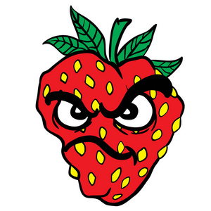 愤怒的草莓卡通插图