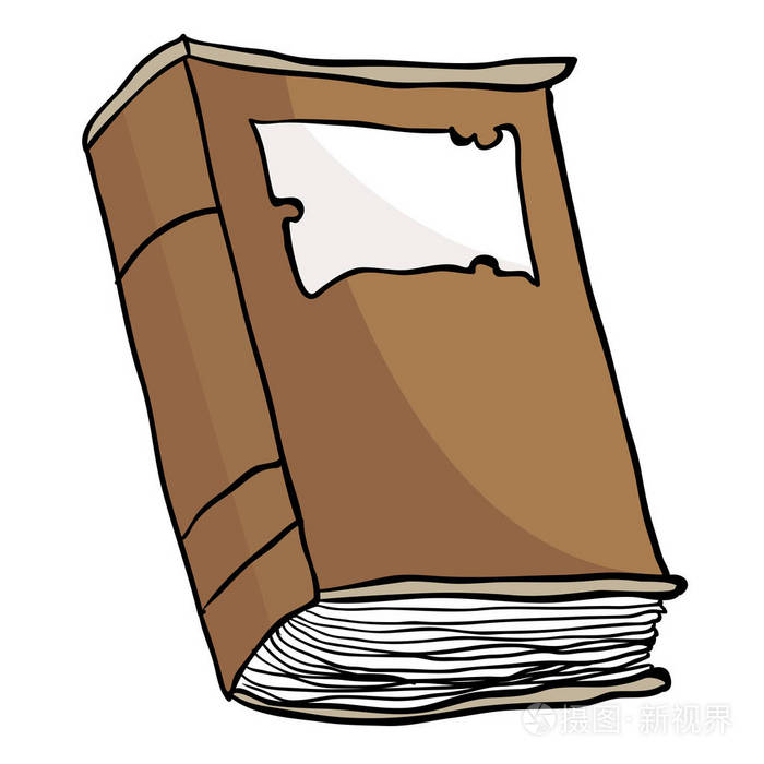 一本旧棕色书的卡通插图