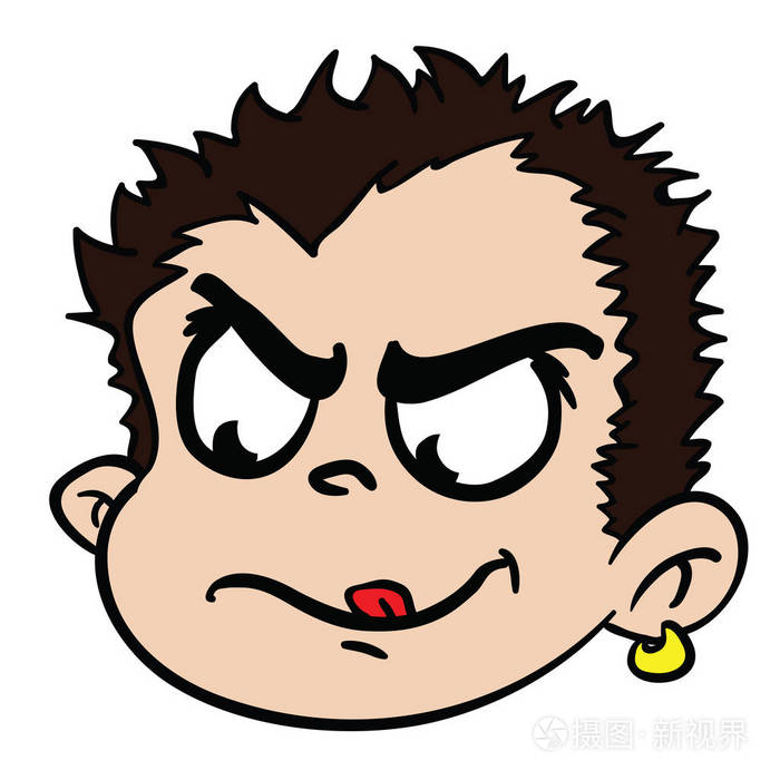 愤怒的男孩卡通插图隔离白色