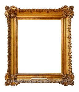 图片金色木制框架设计白色隔离背景