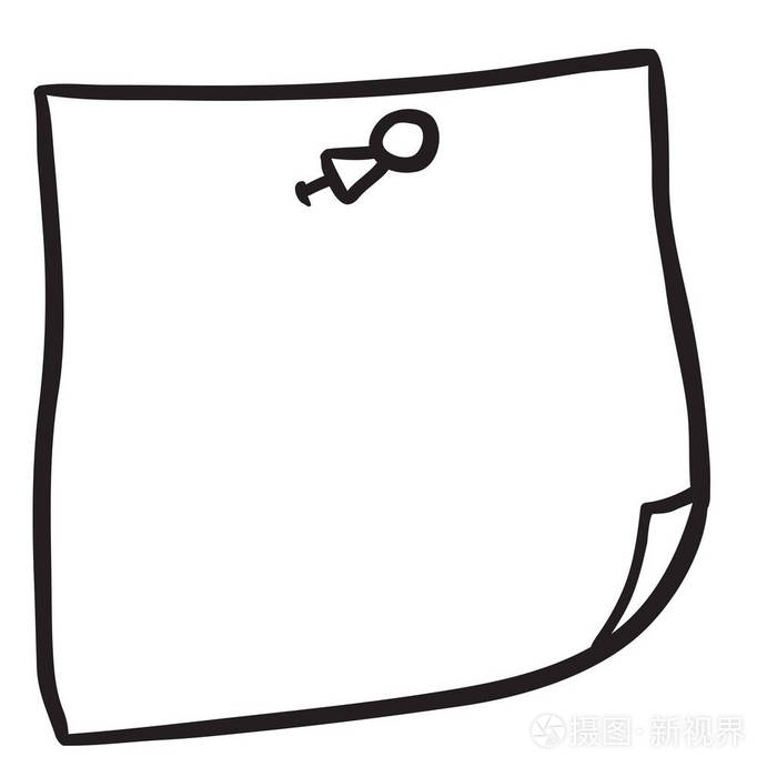 简单的黑白手绘便签纸与针