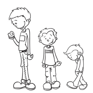 不同年龄的孩子身高简单的黑白小男孩种卡通照片