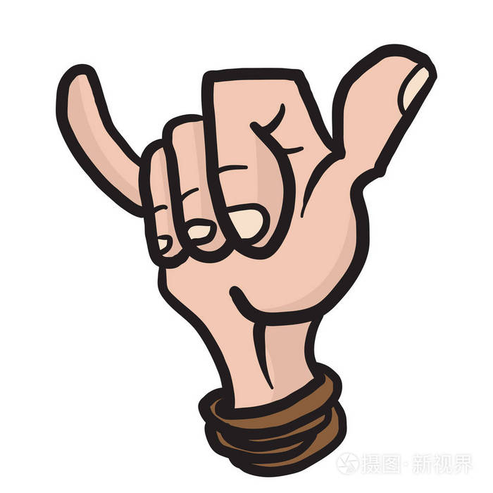 悬挂松手信号卡通插图隔离白色