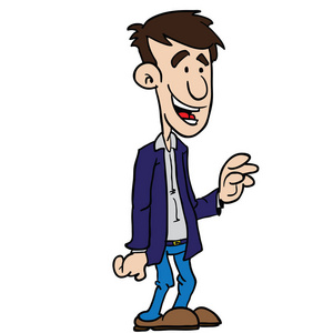 西装革履的男人,说话的卡通插图孤立于白色照片