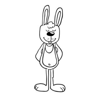 简单的黑白兔子站立卡通照片