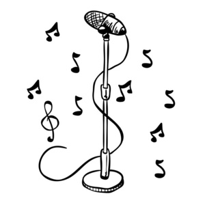 简易黑白麦克风支架卡通照片