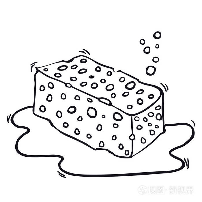 黑白手绘卡通海绵隔离白色插画-正版商用图片14ljx8-摄图新视界