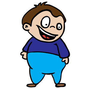 微笑的胖男孩卡通化图片
